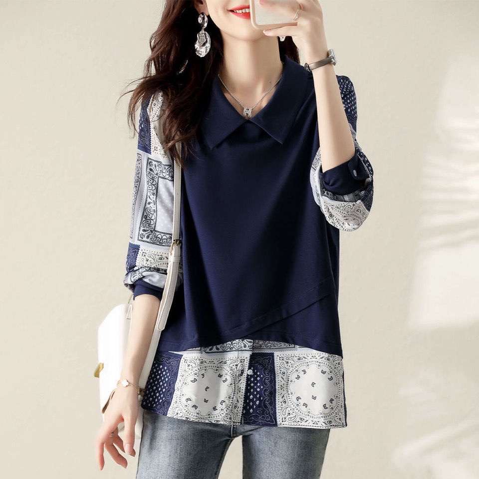 Áo Thun Mỏng Màu Xanh Navy Phong Cách Tối Giản Retro