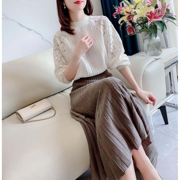 Áo Sweater Dệt Kim Tay Dài Chất Cotton Giữ Ấm