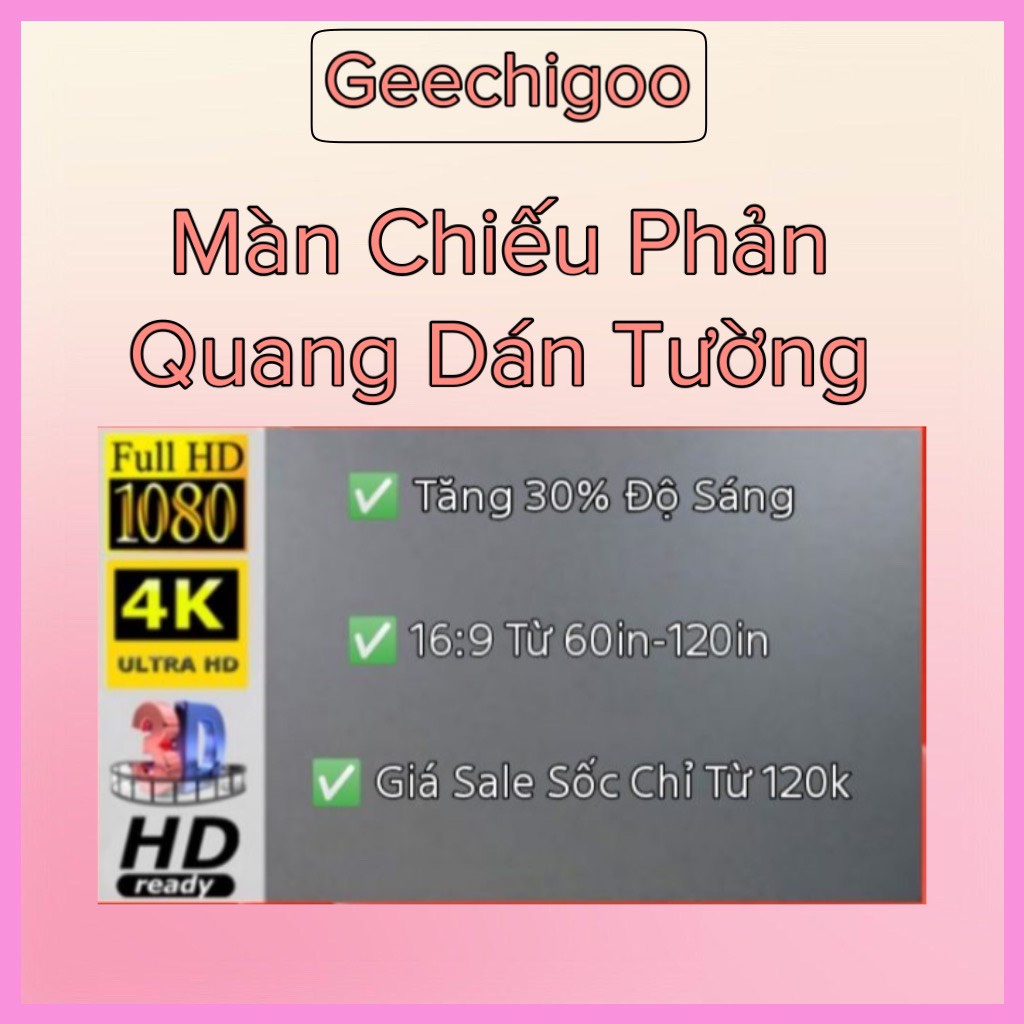 Màn chiếu phản quang dán tường kích thước từ 60in-136In Ngoài ra có khổ tự cắt - Dùng chiếu ngoài trời