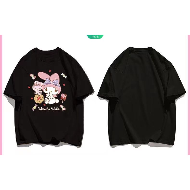 Áo Thun Cotton Tay Ngắn Dáng Rộng In Hoạt Hình Sanrio Melody Kiểu Nhật Hàn Thời Trang 2023 Cho Nữ