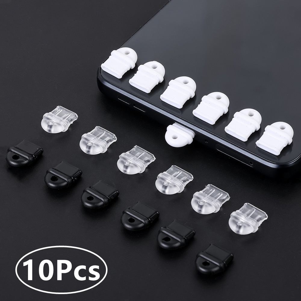 Bộ 10 Nút Chặn Cổng Sạc Type C Chống Bụi Màu Trong Suốt DIY