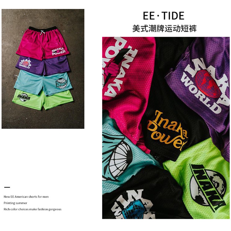 Quần Short Thể Thao Phối Lưới Thoáng Khí Phong Cách Thời Trang Đường Phố Mỹ