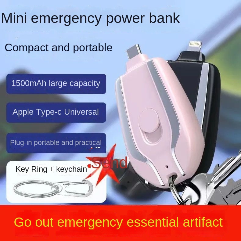 Pin Sạc Dự Phòng Không Dây Mini Có Móc Khóa Tiện Lợi