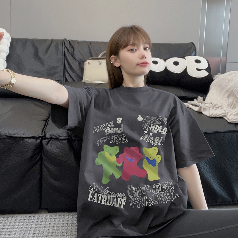 NRVP Áo Thun 100% Cotton Tay Ngắn In Họa Tiết Độc Đáo Phong Cách Hàn Quốc Cho Nữ