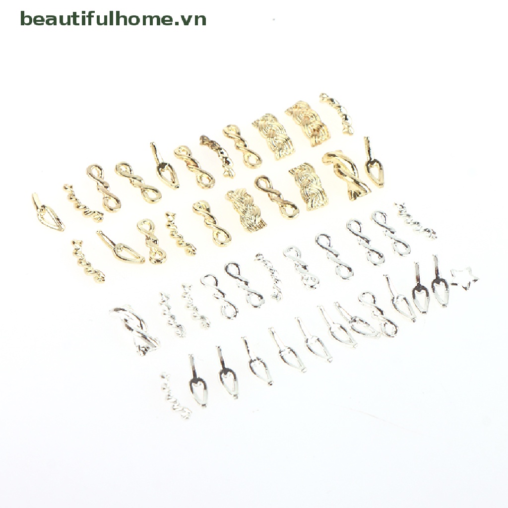 Set 10 / 20 Dây Xích Kim Loại Màu Vàng / Bạc Trang Trí Móng Tay Nghệ Thuật DIY