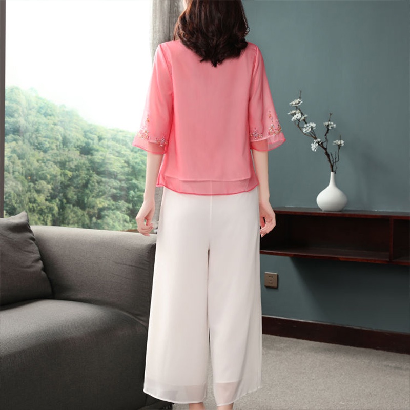 Áo Kiểu Trung Hoa Thêu Họa Tiết Thiết Kế Thoải Mái Hợp Thời Trang