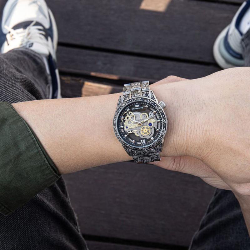 Đồng hồ nam chống nước chính hãng đẹp máy nhật cao cấp dây thép dây kim loại Thời trang Màu vàng đồng hồ đeo tay nam