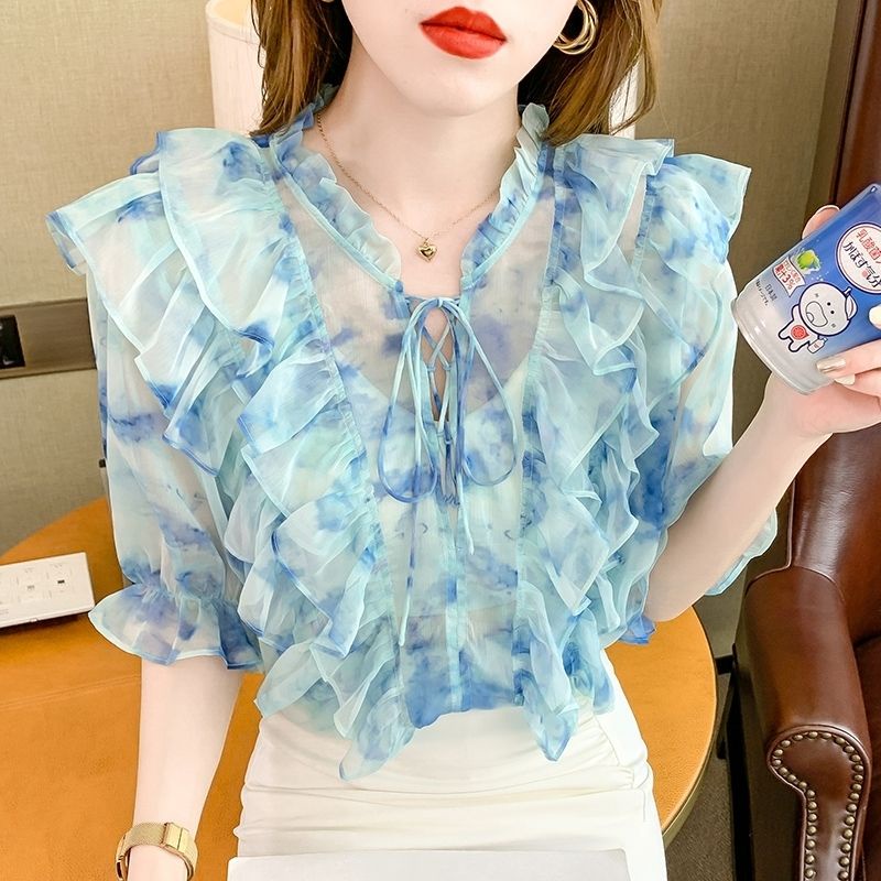 Áo Sơ Mi chiffon Màu Trơn In Họa Tiết Thời Trang Hàn Quốc Dành Cho Nữ