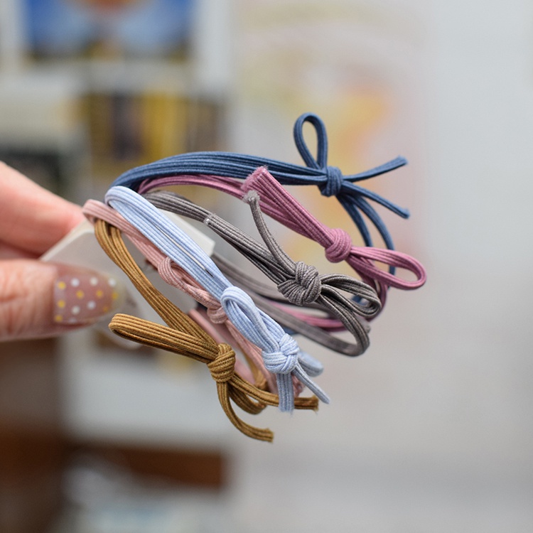 Set 3 Dây Cột Tóc Cao Su Co Giãn Đính Nơ Đơn Giản Phong Cách Hàn Quốc
