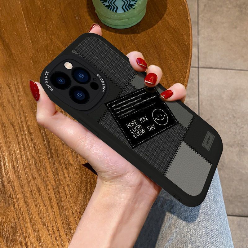 ✅Ốp Điện Thoại Da Cừu Mềm Chống Sốc Hình Mặt Cười Cho iPhone 13 12 14ProMax 11 7 8pins BGO1