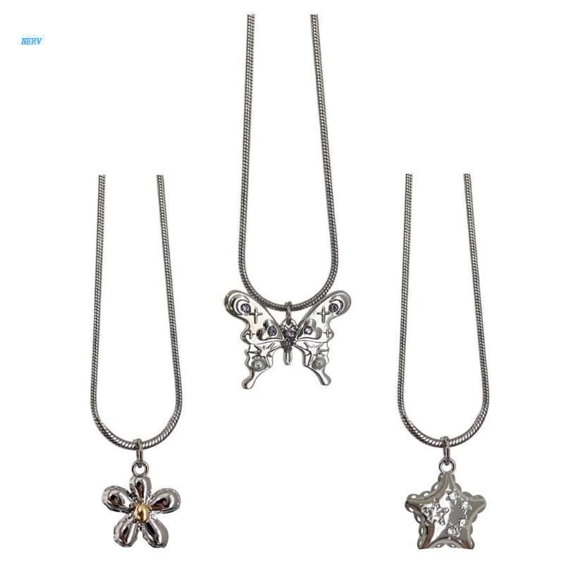 Nerf Vòng cổ Xương Rắn Hình Hoa Bướm Ngôi Sao Cá Tính Dễ Thương Ins Hàn Quốc