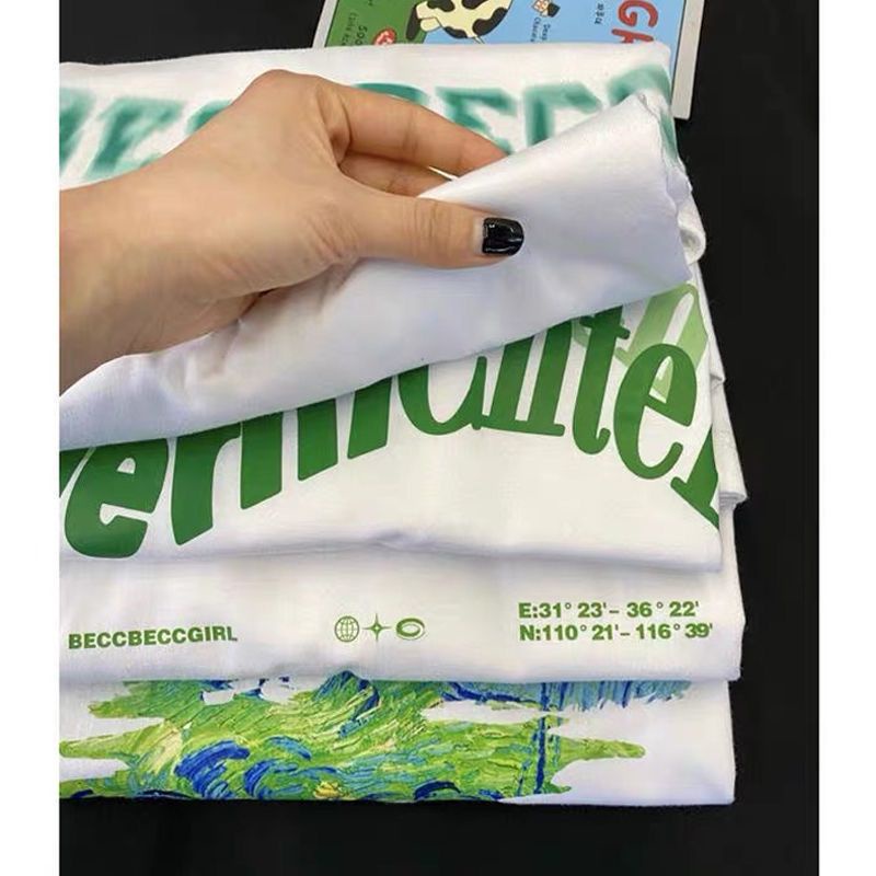 Áo Thun 100% Cotton Tay Ngắn Dáng Rộng Phong Cách Hàn Quốc Thời Trang Mới Cho Nữ