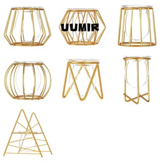 Uumir Quà Tặng Bình Thủy Canh Lưu Trữ Nhà Sắt Họa Tiết Hình Học Terrarium Kim Loại Giá Đỡ Phong Cách Bắc Âu Thủ Công Để Bàn Trang Trí