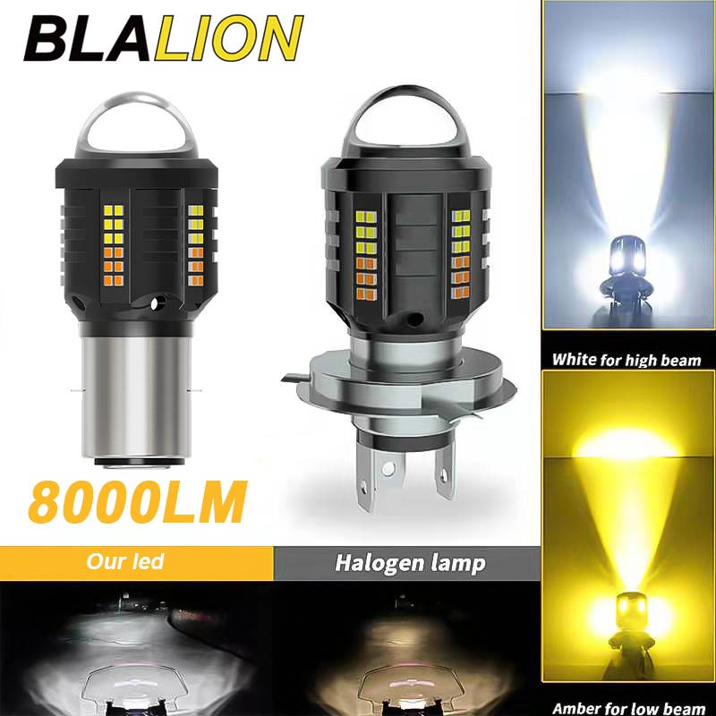 Đèn pha BLALION BA20D H4 8000lm ánh sáng trắng/ vàng hai màu chống thấm nước cho xe mô tô