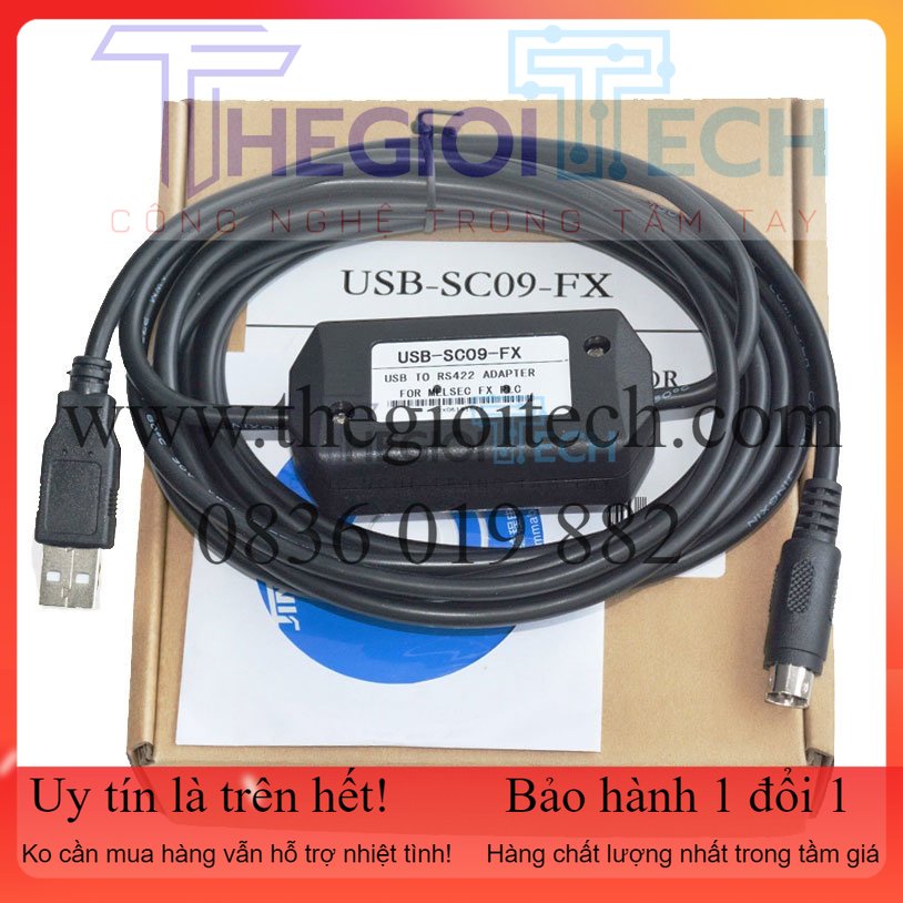 USB-SC09-FX, FX-USB-AW Cáp lập Trình Cho PLC Mitsubishi FX0N FX1N FX2N FX0S FX1S FX3U FX3G Series Hỗ trợ Windows7/10/11
