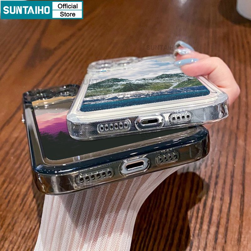 Suntaiho Ốp lưng iphone Ốp Điện Thoại Mềm Trong Suốt In Hình Núi Tuyết / Đám Mây Cho iPhone 11 Pro Max 13 12 11 14 Pro X XS XR XSMAX 7 Plus 8 Plus