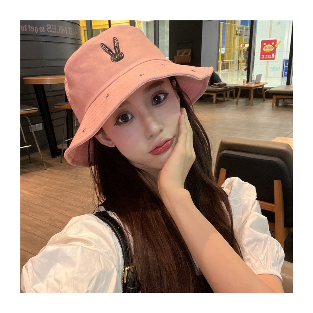 Nón Tai Bèo Thêu Họa Tiết Hoạt Hình Dễ Thương Phong Cách Hàn Quốc Thời Trang Xuân Hè Cho Nữ
