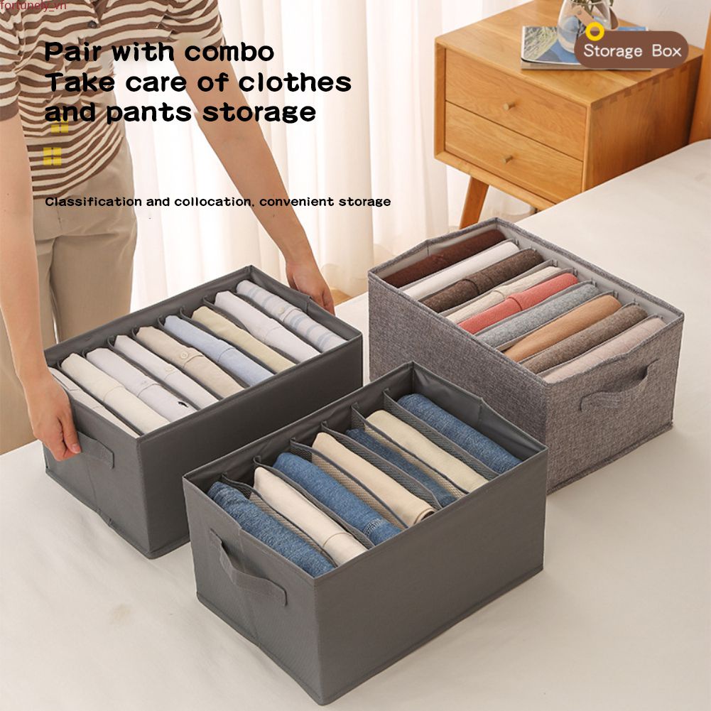 【Hàng Có Sẵn】hộp Đựng 7/9 Ô Có Thể Xếp Chồng Lên Nhau Quần Legging Quần Jeans Túi Đựng Quần Áo Áo Thun