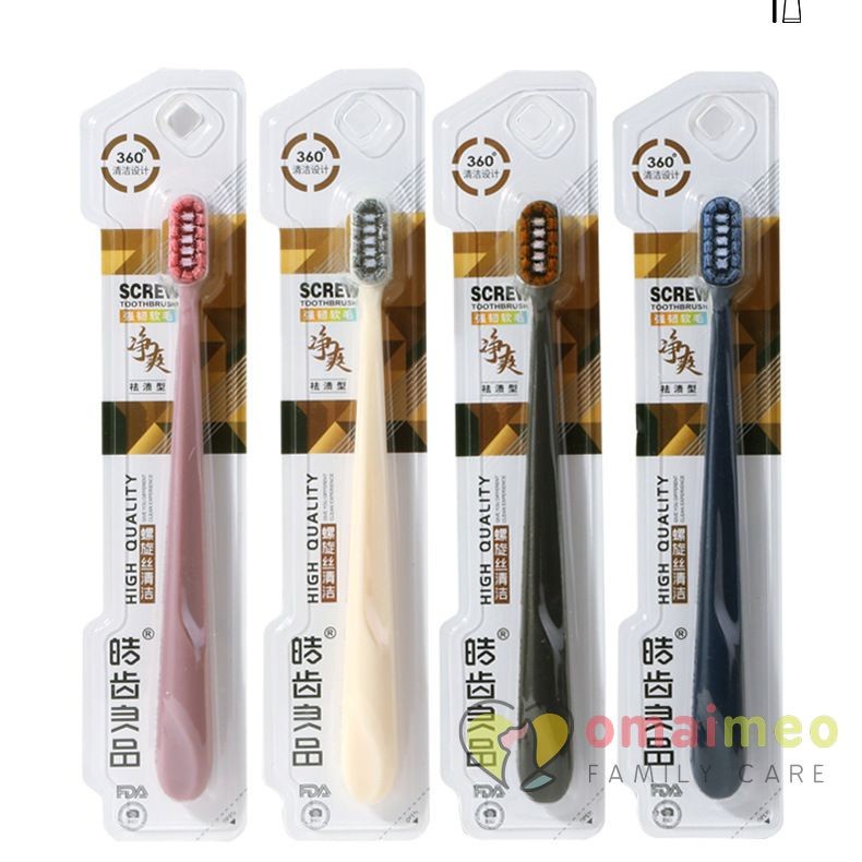 Bàn chải đánh răng thời trang lông mềm Vintage SCREW đa dạng màu sắc