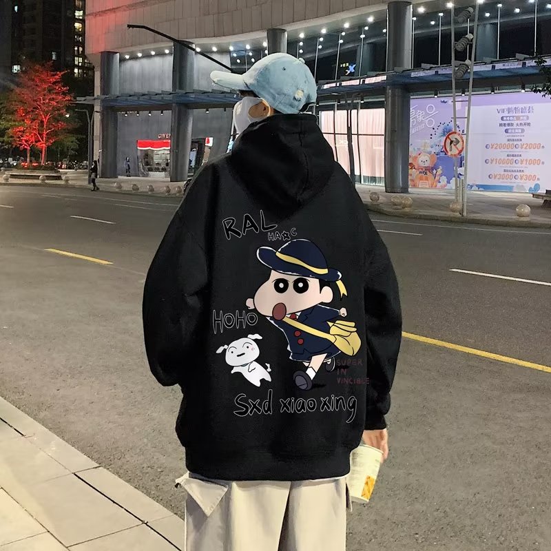 Áo hoodie dáng rộng thời trang cho nam size M-8XL Mùa Thu Dáng Tay Dài In Họa Tiết Hoạt Hình Phong Cách Hàn Quốc Cho Nam Nữ