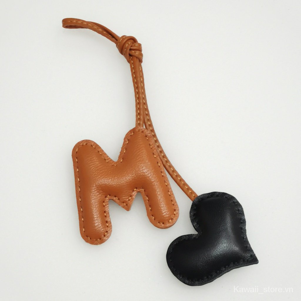 Hàng Mới Về Móc Khóa Xe Hơi / Túi Xách Bằng Da Cừu Thật In Chữ Love Màu Bạch Kim