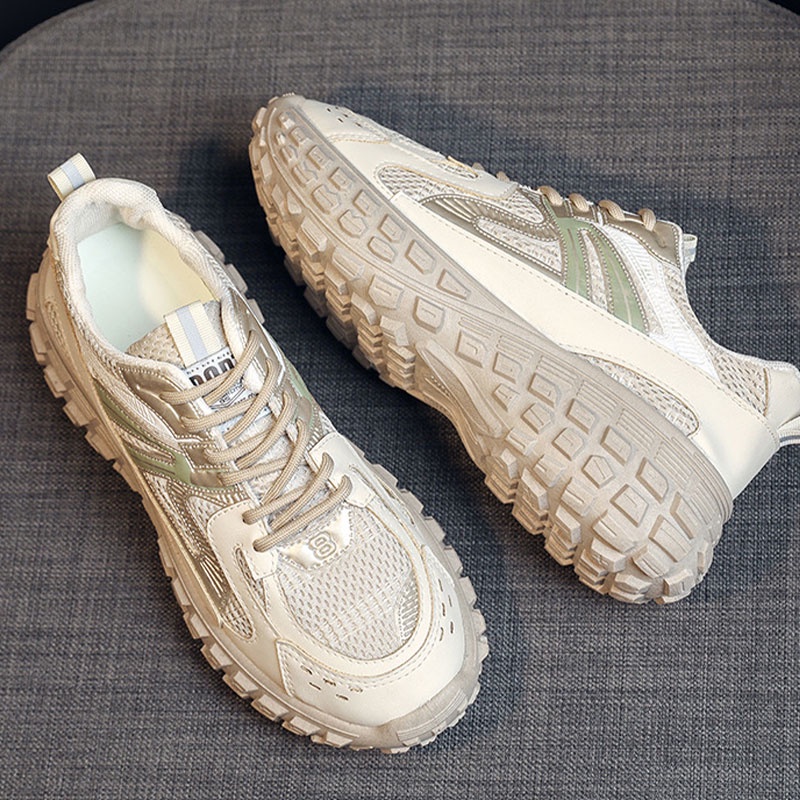 Giày Sneaker Đế Xuồng Tăng Chiều Cao Cỡ Lớn Thoáng Khí Thời Trang Cho Nữ