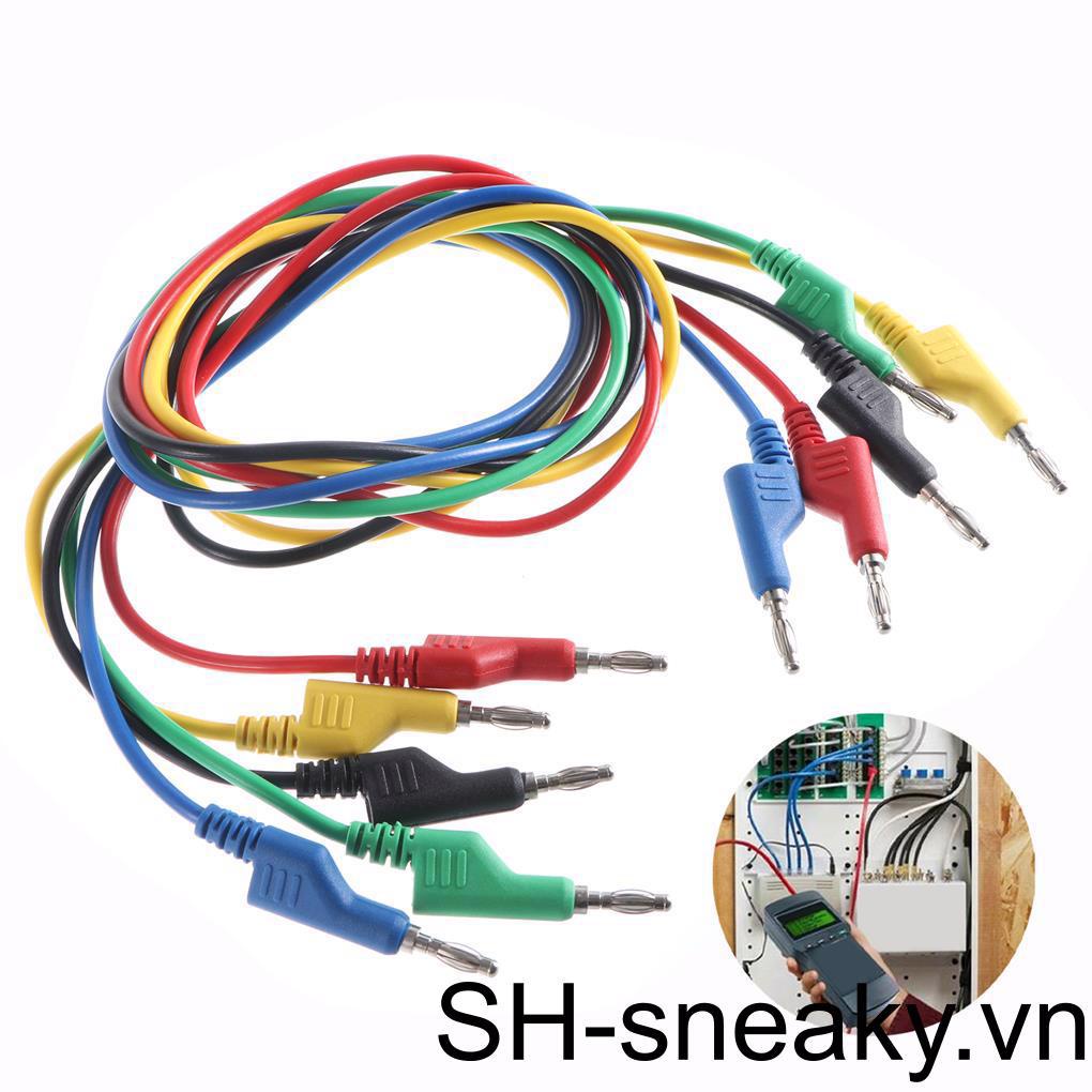 Bộ 5 Dây Cáp Thử Điện Hai Đầu 1000V 15A P1036 Màu Xanh Dương / Vàng / Đỏ / Đen / Xanh Lá Kèm Phích Cắm Cho Vạn Năng Kế Thí Nghiệ