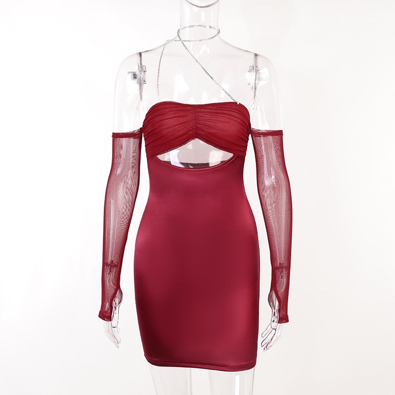 Đầm Lưới Xếp Ly Hở Vai Gợi Cảm Cho Nữ