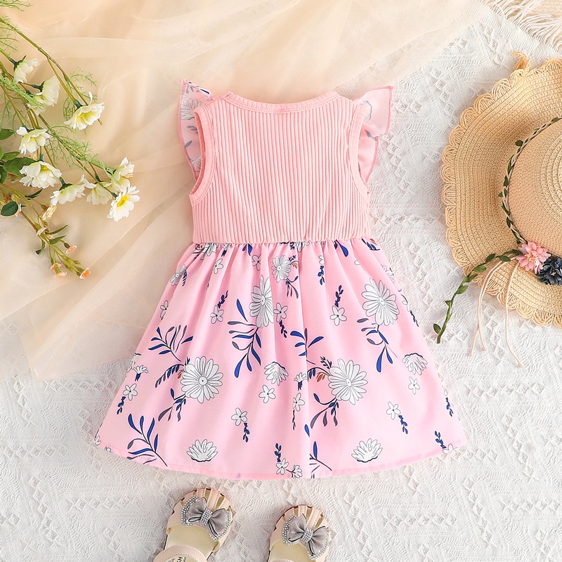 Váy bé gái 9 Tháng - 4 Tuổi Kiểu Công Chúa Thời Trang Mùa Hè Cotton Đầm Hoa Tay Cánh Bướm Dễ Thương Trẻ em