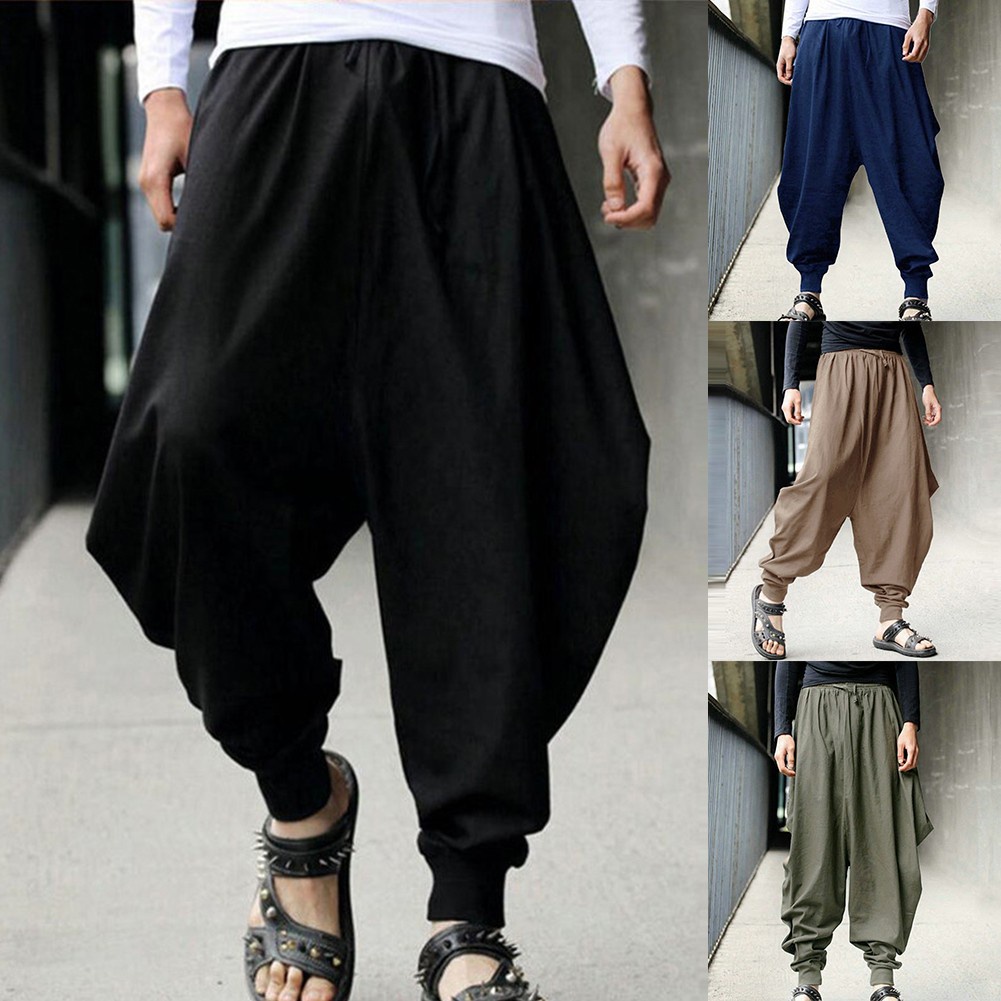 Quần Baggy Hakama Dáng Rộng Phong Cách Hippy Nhật Bản Thường Ngày Cho Nam