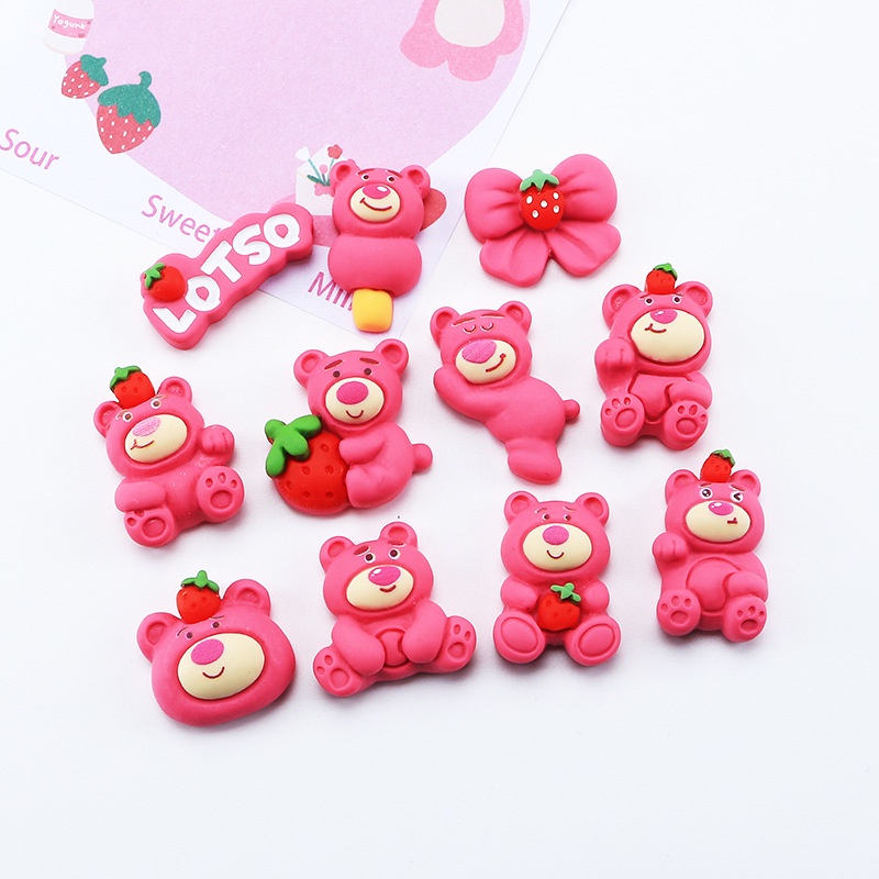 Jibbitz Sticker Gắn Dép Sục Croc Hình Gấu Hồng Lotso Pink Bear