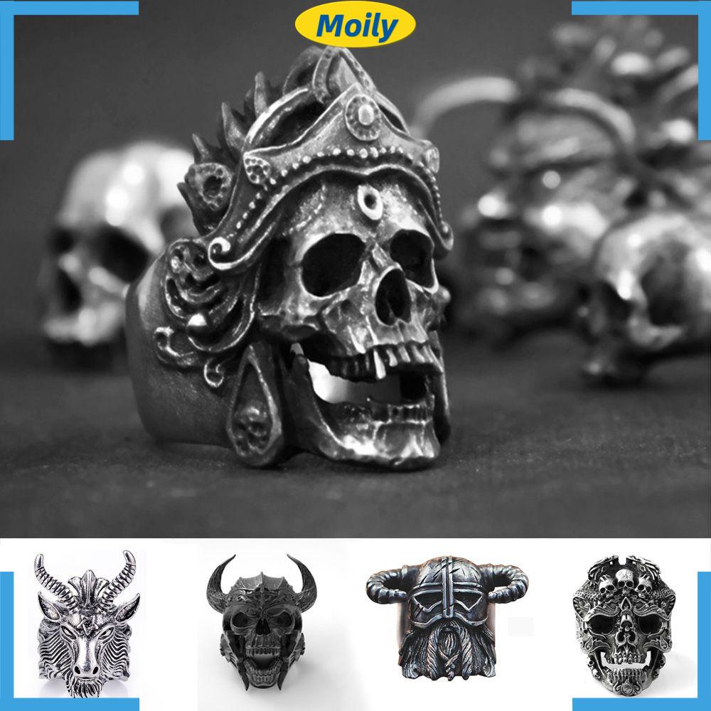 Nhẫn Inox Hình Đầu Lâu Phong Cách Vintage Cho Nam