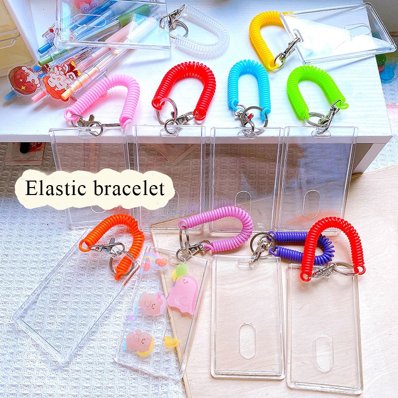 Hộp Đựng Thẻ ID / Móc Chìa Khóa Bằng Acrylic Trong Suốt Màu Kẹo Đơn Giản Hiện Đại DIY