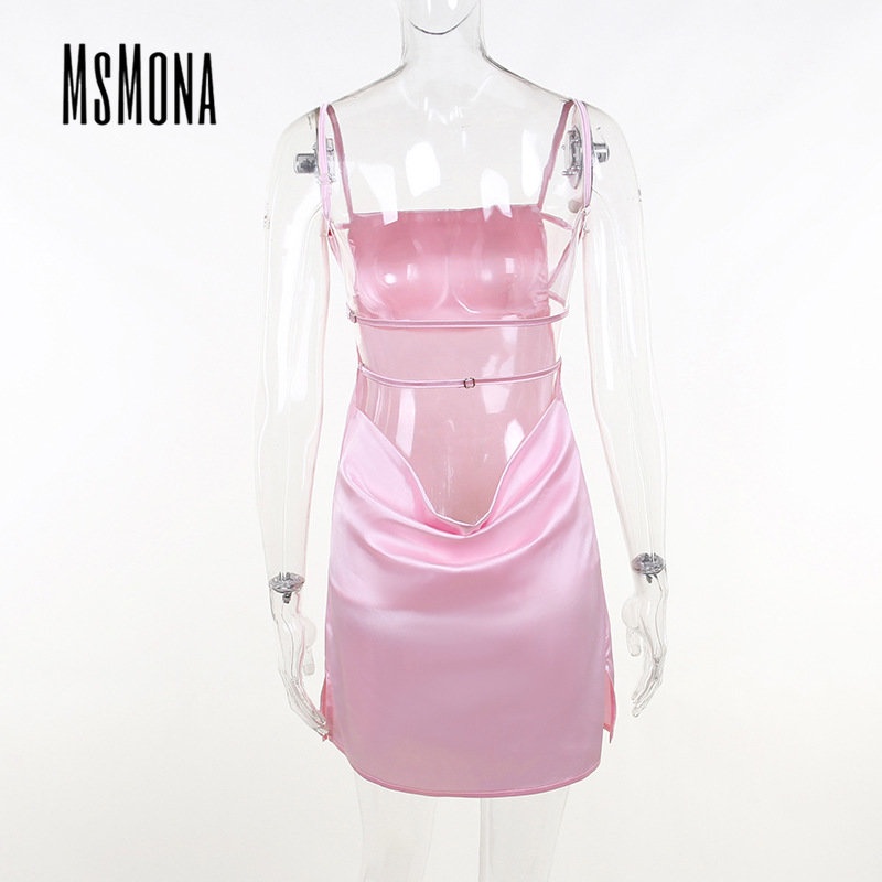 MsMona Đầm Hoa Lưng Cao Màu Trơn Thời Trang 2023 Gợi Cảm Cho Nữ