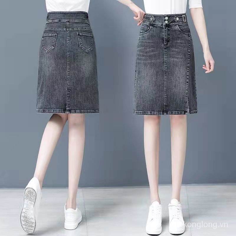 Chân Váy Jeans Chữ A Lưng Cao Thời Trang Cho Nữ