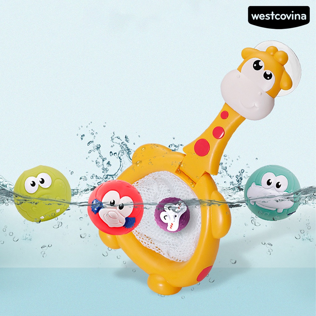 [COD]♋1 Bộ Đồ Chơi Nhà Tắm Bóng Rổ Hoạt Hình Bóp Lưới Cá Không Mùi Chống Nước Cho Bé