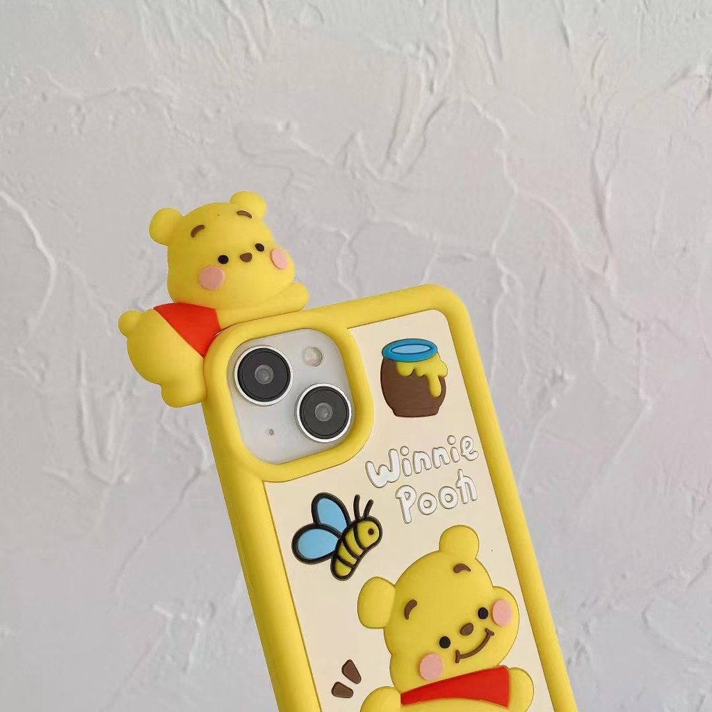 Ốp Điện Thoại Silicon Họa Tiết Winnie Pooh 3D Dành Cho iPhone 14 13 12 11 Pro MAX XR X / XS 14 Plus