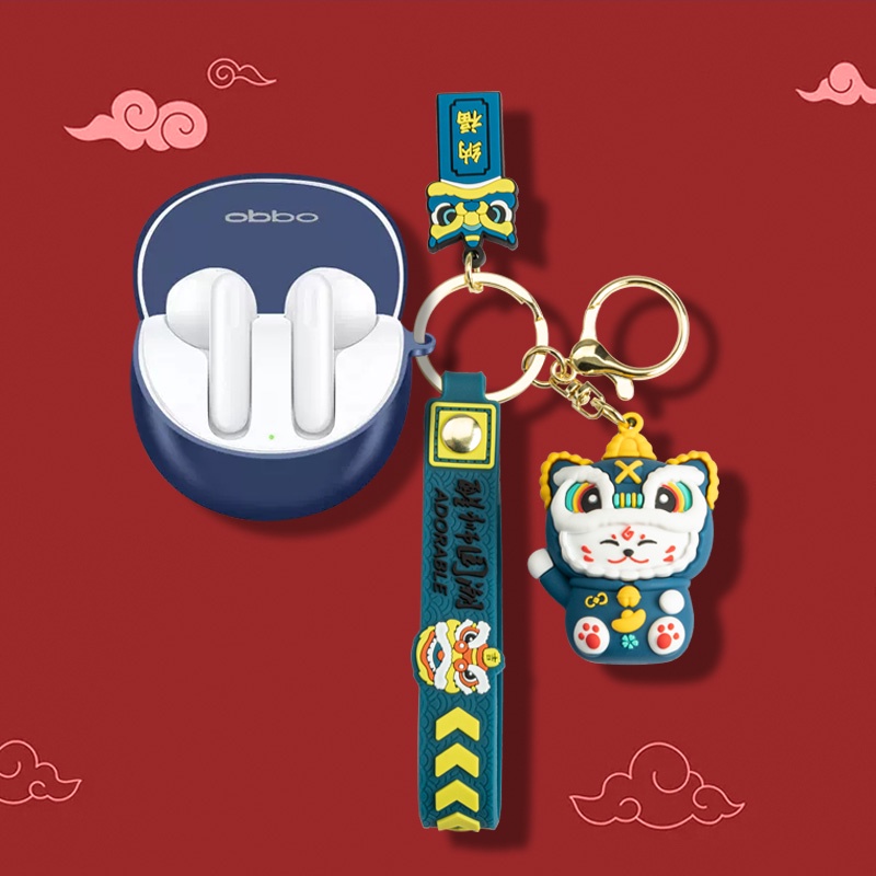 Vỏ Bảo Vệ Hộp Sạc Tai nghe không dây Oppo enco air 3 / air 2 pro Bằng Silicon Màu Trơn Kèm Móc Treo Hoạt Hình Dễ Thương