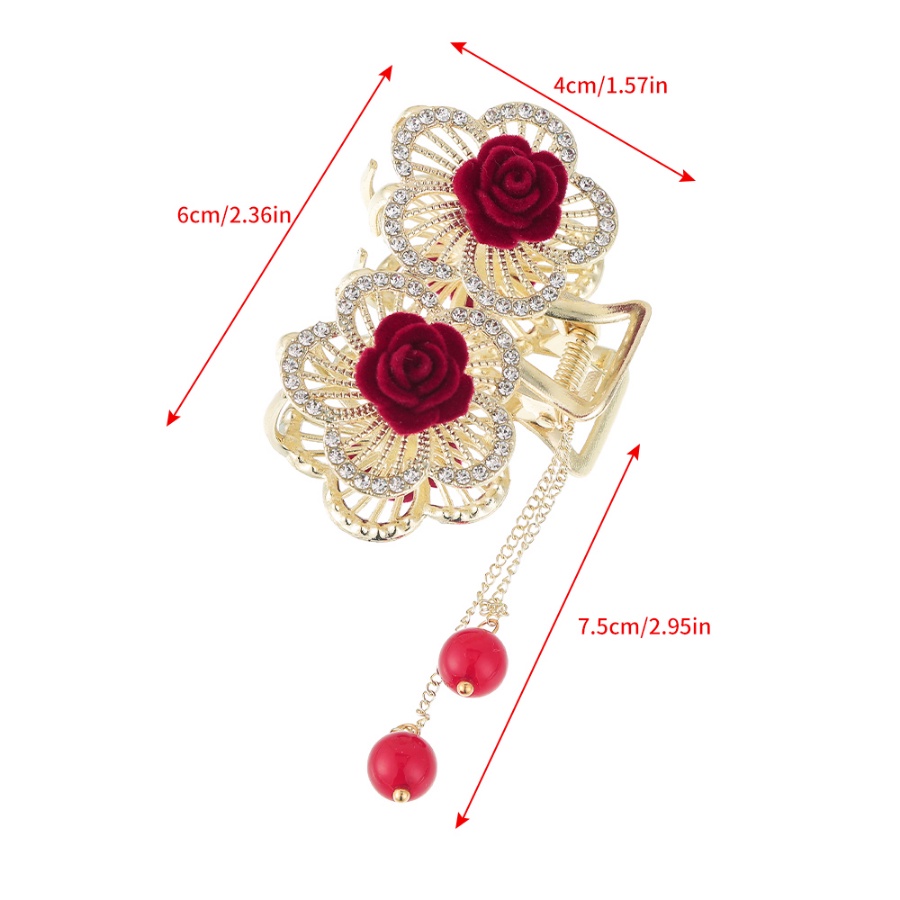 Kẹp Tóc Tua Rua Hình Hoa &amp; Bướm Bằng Hợp Kim Đính Kim Cương Giả Kiểu Hàn Quốc Cho