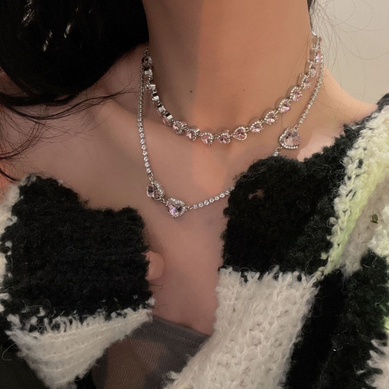 Vòng cổ Mặt Trái Tim Đính Đá Zircon Lấp Lánh Cho Nữ