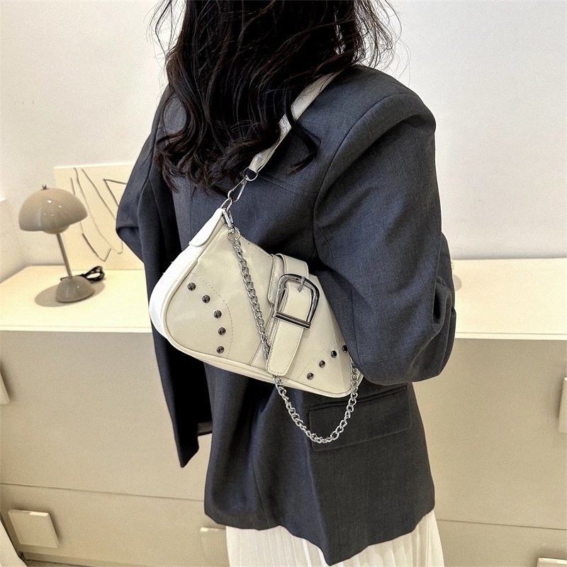 Túi Xách JASMIN NOIR Da PU Đính Đinh Tán Phong Cách Retro Cho Nữ