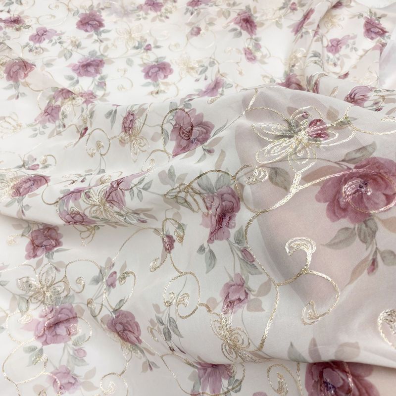 Vải Voan Cao Cấp Thêu Họa Tiết Phong Cách Trung Hoa Dùng May Váy / Sườn Xám 1.5m * 1m