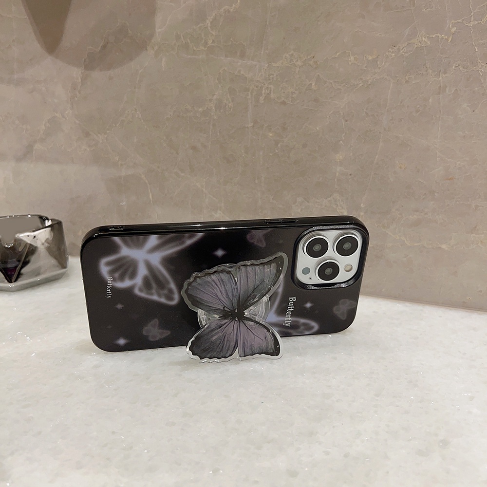 Ốp Điện Thoại Silicon Họa Tiết Bươm Bướm Kèm Giá Đỡ Cho Iphone SE2020 7 / 8 Plus 14 X XR XM 11 12 MINI 13 PRO MAX AT0104