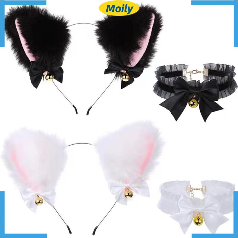 Set 2 Băng Đô Tai Mèo Bằng Vải Lông Nhiều Màu Sắc Dành Cho Nữ Hóa Trang