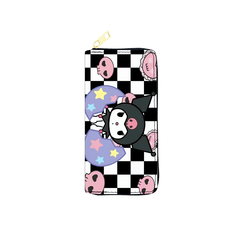 Ví Dài Đựng Thẻ Sức Chứa Lớn Có Khóa Kéo In Hình Sanrio Kuromi Dễ Thương Thời Trang Cho Học Sinh