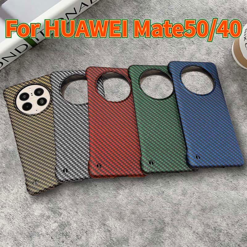 Ốp Điện Thoại PC Cứng Siêu Mỏng Không Viền Chống In Dấu Vân Tay Họa Tiết Sợi Carbon Cho Huawei Mate 50 40 Pro RS