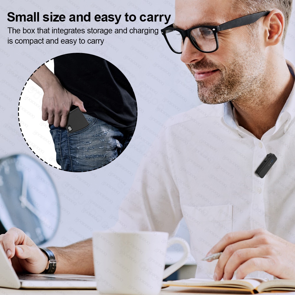 Micro Cài Áo Không Dây Mini Có Màn Hình LCD Hai Kênh Ghi Âm LCD Cho IOS Android Laptop Live Stream