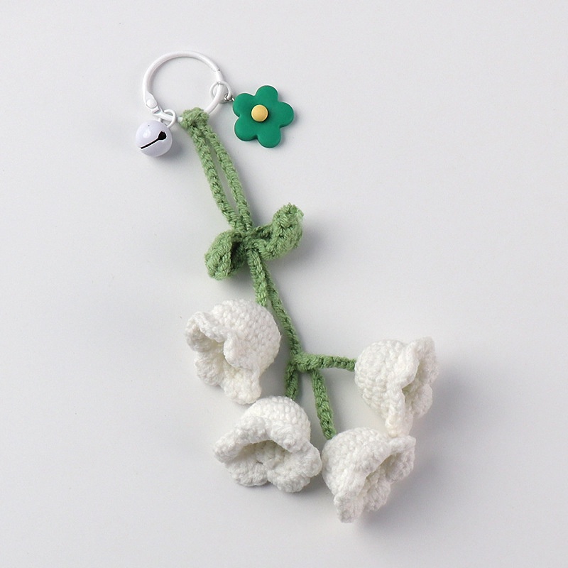 Móc Chìa Khóa Xe Hơi Đan Len Thủ Công Hình Hoa Lily Dễ Thương Sáng Tạo Thích Hợp Làm Quà Tặng Cho Cặp Đôi