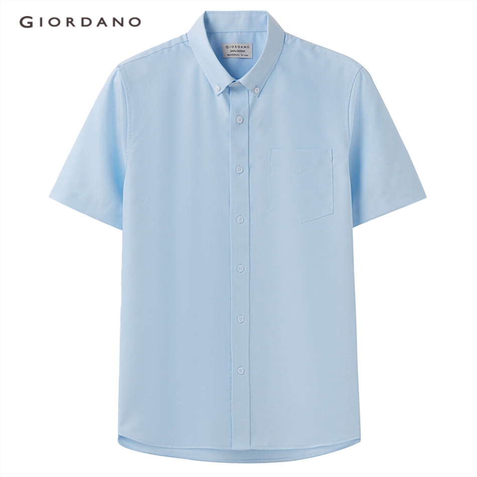 GIORDANO MEN Non-iron short sleeve cotton oxford shirt 01043289