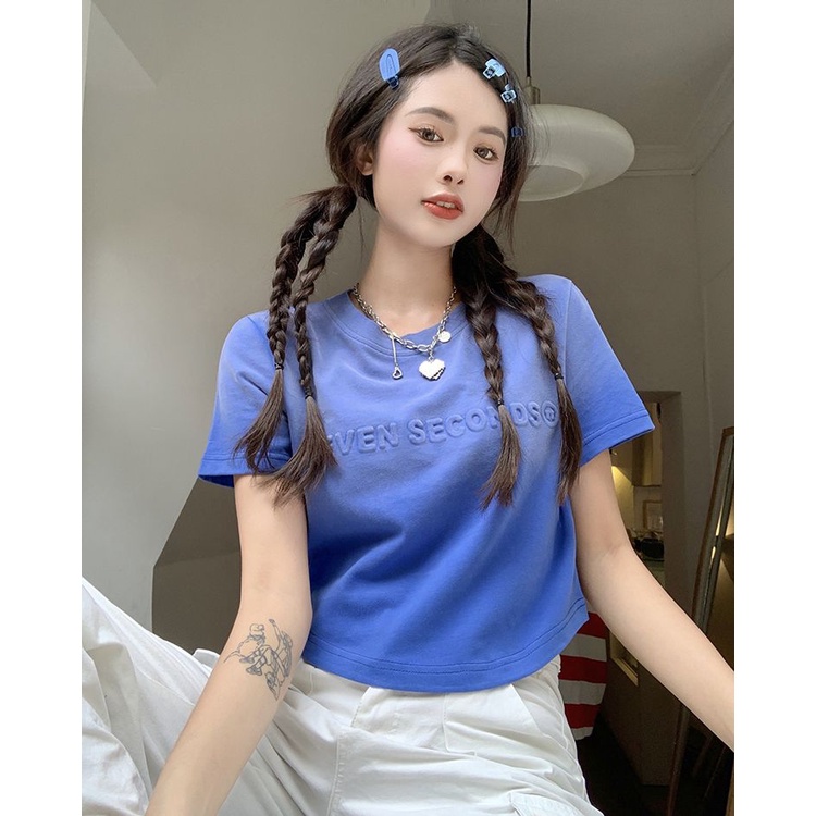 COZOKC Áo Thun Ngắn Tay In Chữ Phong Cách Retro Thời Trang